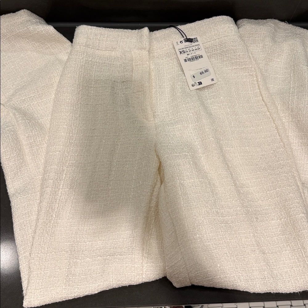 Zara structured slit pants cream beige off white ecru 7484/022